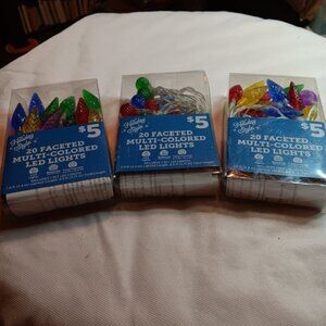 3 Boxes Of 20 Faceted Multi-Colored LED Lights Battery Operated W/Timer Function